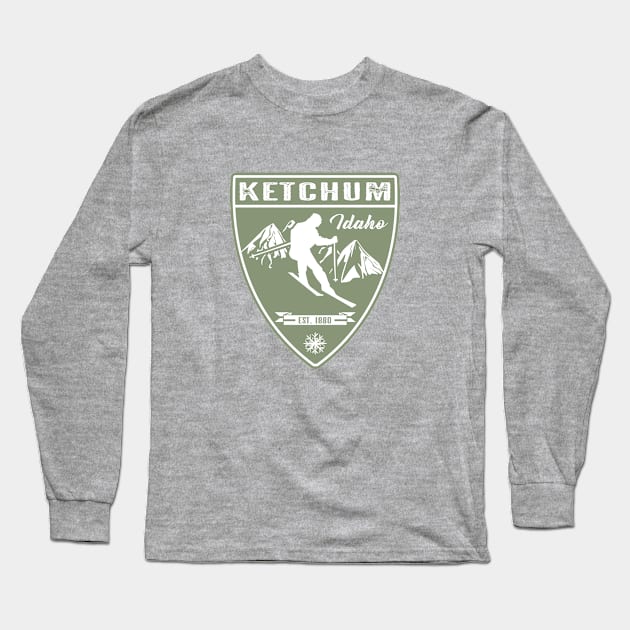 Ketchum Idaho Long Sleeve T-Shirt by Jared S Davies